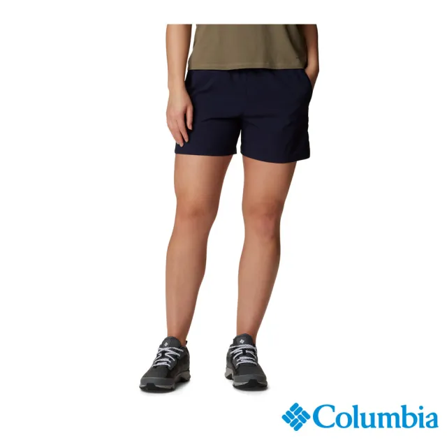【Columbia 哥倫比亞 官方旗艦】女款-Leslie Falls™超防曬UPF50防潑短褲-深藍(UAR08640NY)