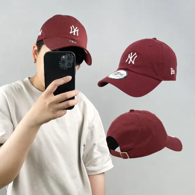 NEW ERA】棒球帽Casual Classic MLB 紐約洋基老帽酒紅白NY 男女款帽子 