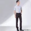 【RODBELL 羅德貝爾】藍色條紋棉質短袖修身襯衫(舒適透氣、棉、聚酯纖維、修身襯衫)