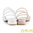 【ORIN】氣質細緻鑽條繞踝方頭低跟拖鞋(白色)