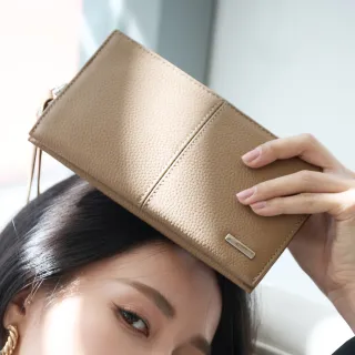 【2R 手工真皮】米洛設計 MiDesign 牛皮拉鍊長夾 卡其灰(皮夾)