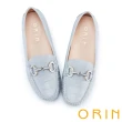【ORIN】輕甜色系壓紋牛皮馬銜釦樂福鞋(淺藍)