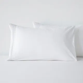 【HOLA】艾維爾埃及棉打摺拼接枕套2入晨白