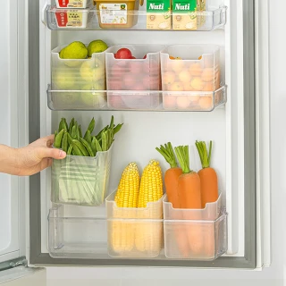 【JIAGO】冰箱側門透明收納盒(2個)