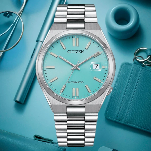 CITIZEN 星辰 Mechanical馬卡龍湖水藍撞色機械錶-藍x銀/40mm 雙11限定(NJ0151-88M)