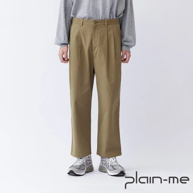 plain-me OOPLM 百搭打褶錐形長褲 OPM3503-231(男款/女款 共3色 錐形長褲 休閒褲)