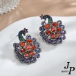 【Jpqueen】多彩孔雀歐美復古晶鑽耳環(2色可選)