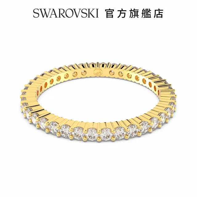 【SWAROVSKI 官方直營】Vittore 戒指 圓形切割 白色 鍍金色色調 交換禮物