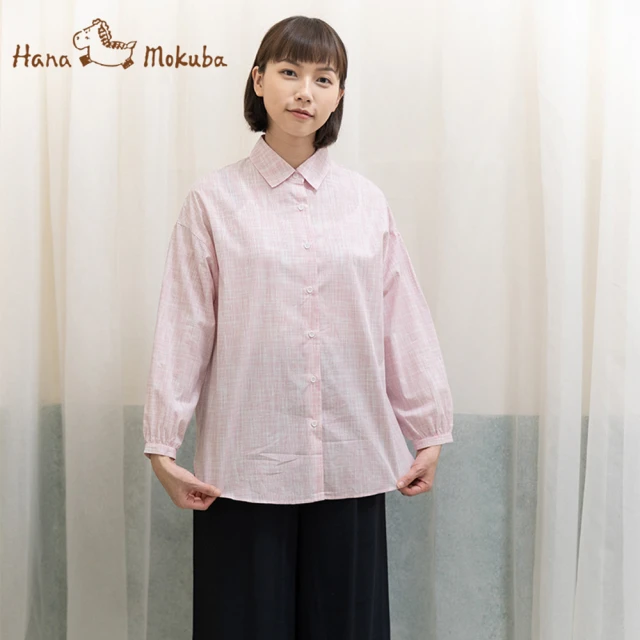 Hana Mokuba 花木馬日系女裝細緻紋理弧形下襬泡袖襯衫(襯衫)