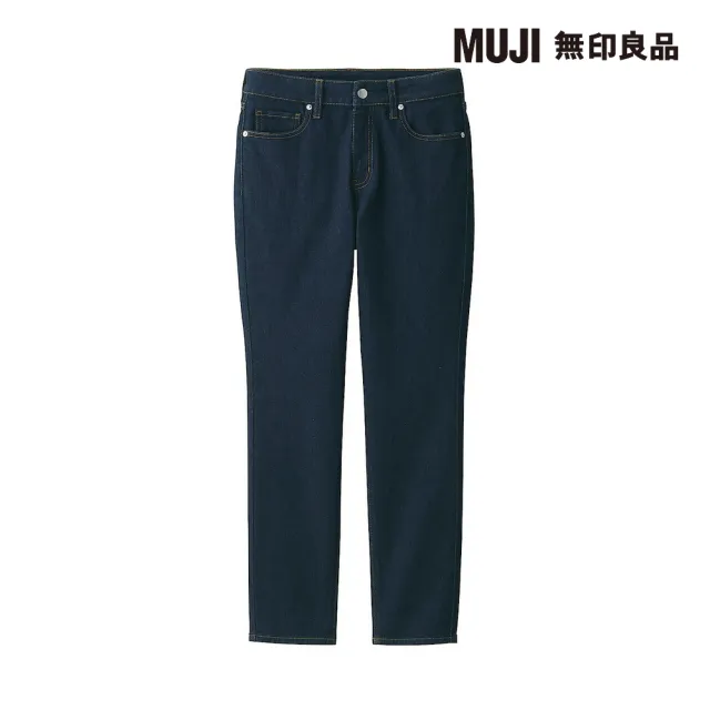 【MUJI 無印良品】女有機棉混彈性丹寧合身褲(暗藍)