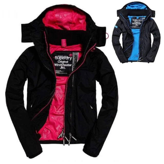 Superdry Superdry Original Windcheater極度乾燥 連帽防風夾克 外套 女款 黑桃紅(網眼內襯)