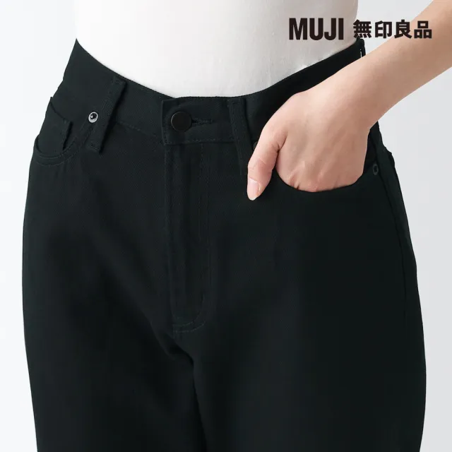 【MUJI 無印良品】女有機棉丹寧直筒褲(黑色)