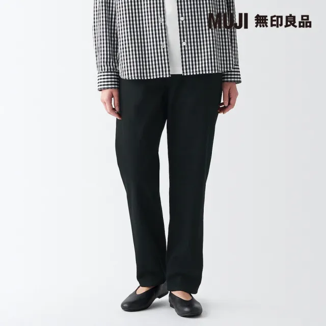 【MUJI 無印良品】女有機棉丹寧直筒褲(黑色)