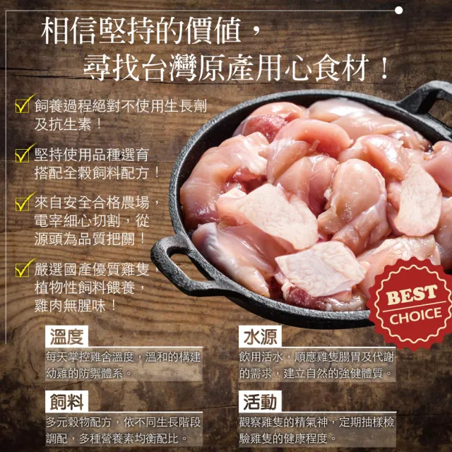 【約克街肉鋪】台灣去骨雞腿丁8包(200g±10%/包)