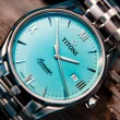 【TITONI 梅花錶】新空中霸王系列-TIFFANY藍色錶盤-不鏽鋼鍊帶/40mm(83908 S-691)