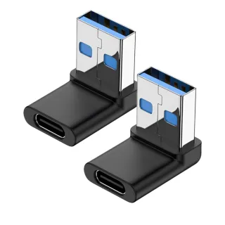 【UniSync】USB3.0公轉Type-C母10Gbp高速轉接器OTG讀卡機 立體彎 2入
