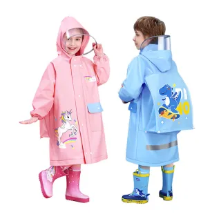 【OMG】卡通造型書包位兒童雨衣(加寬防雨帽簷/超防水速乾/附收納袋)