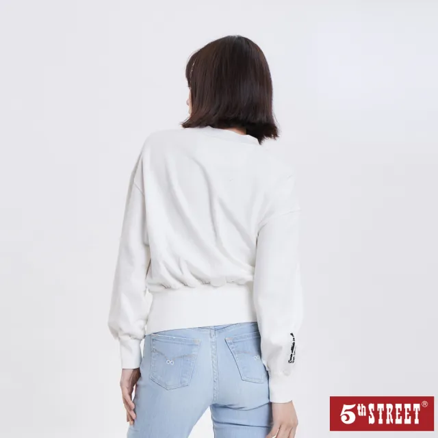 【5th STREET】女裝短版束身長袖T恤(白色)