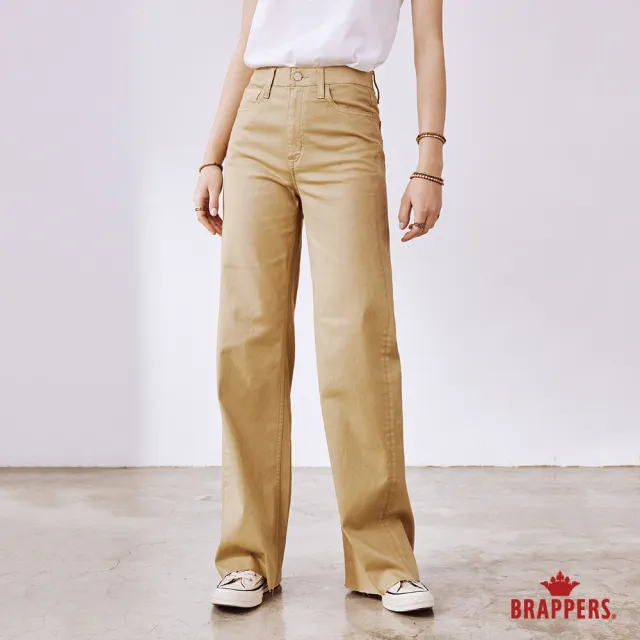 【BRAPPERS】女款 新美腳 ROYAL系列-中腰彈性寬褲(卡其)