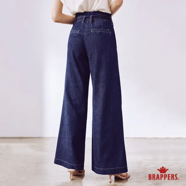【BRAPPERS】女款 Boy Friend系列-高腰全棉寬褲(深藍)