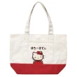 【小禮堂】Hello Kitty 帆布船型手提袋 - 米紅 復古系列(平輸品)