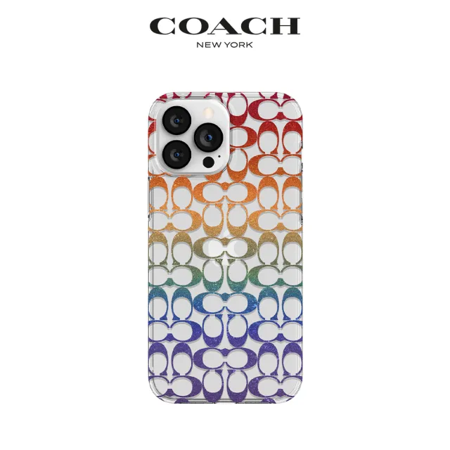 【COACH】iPhone 13 Pro 精品手機殼 漸層彩虹經典大C(保護殼/手機套)