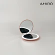【AMIRO】LED燈 隨身化妝鏡 粉色(隨身鏡 自拍鏡 輕巧收納  情人節禮物)