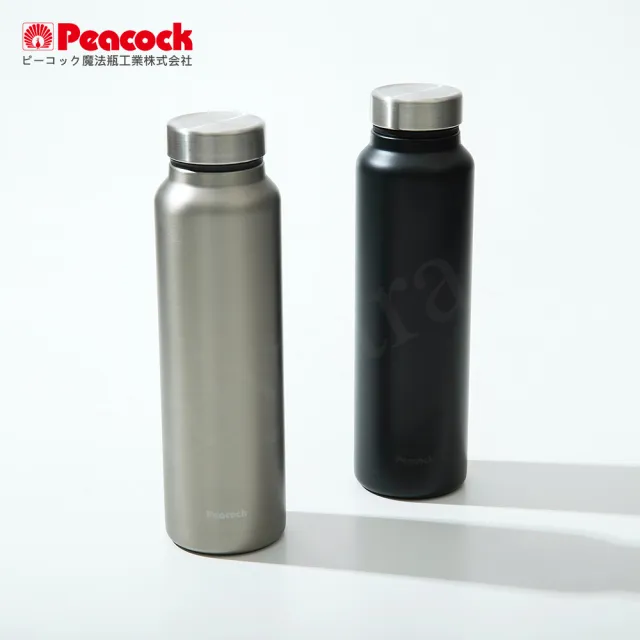 【Peacock 日本孔雀】商務休閒 不鏽鋼保冷保溫杯600ML-灰藍(輕量化設計)(保溫瓶)