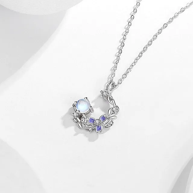 【巴黎精品】現貨+預購 925純銀項鍊琉璃石吊墜(詠嘆花憐鋯石生日情人節禮物女飾品v1ar100)