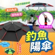 【DE生活】釣魚遮陽傘-2.2米拐杖不鏽鋼黑色黑膠(防風釣魚傘 戶外遮陽傘 露營傘 休閒傘 沙灘傘 折疊傘)