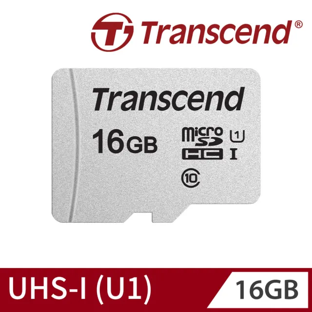 【Transcend 創見】USD300S microSDHC UHS-I U1 16GB 記憶卡(TS16GUSD300S-A附轉卡  新舊包裝隨機出貨)