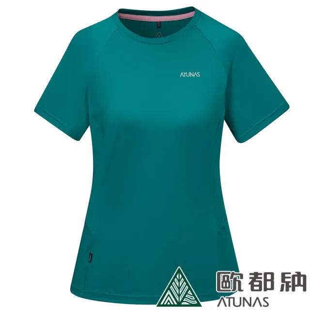 【ATUNAS 歐都納】女款POLARTEC POWER STRETCH短袖T恤(A2TS2322W珐瑯綠/防曬透氣/吸濕排汗/舒適快乾)