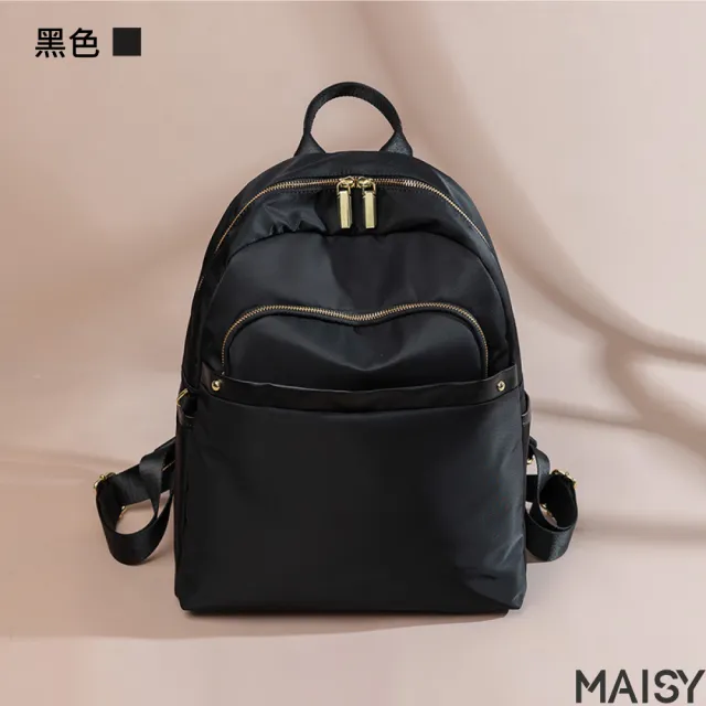 【MAISY】輕便牛津布14吋電腦背包(現+預 黑色／杏灰色／杏棕色／粉紫色／灰藍色／