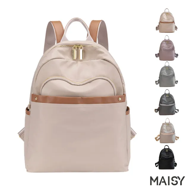 【MAISY】輕便牛津布14吋電腦背包(現+預 黑色/杏灰色/杏棕色/粉紫色/灰藍色/