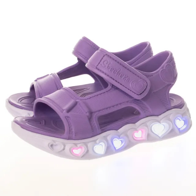 【SKECHERS】女童 涼鞋 拖鞋系列 愛心閃燈涼鞋 HEART LIGHTS SANDALS(308045LLAV)