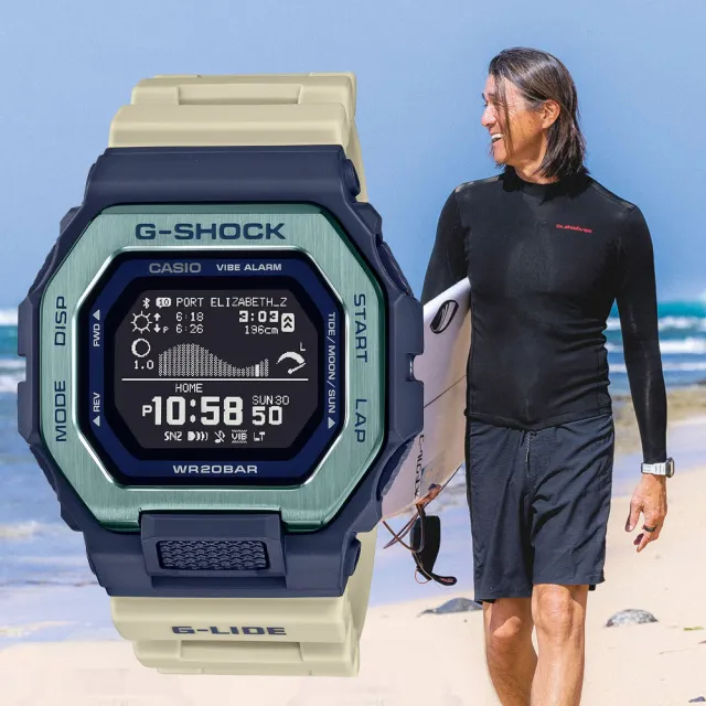 【CASIO 卡西歐】G-SHOCK 衝浪藍芽智慧型手錶 畢業禮物(GBX-100TT-2)