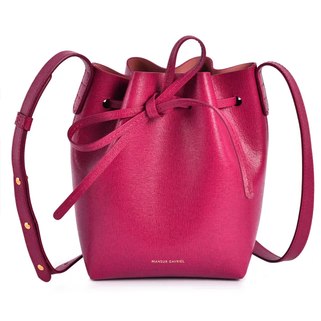 【MANSUR GAVRIEL】防刮皮革斜背MINI MINI水桶包(紅莓色)