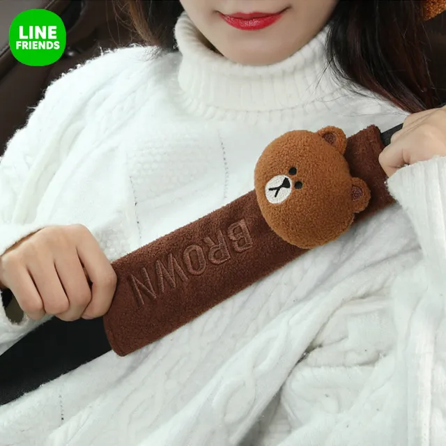 【LINE FRIENDS】可愛立體熊大兔兔莎莉造型汽車安全帶護套(單入裝)