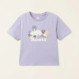 【Roots】Roots女裝-海洋生活家 珊瑚貝殼海狸有機竹節棉短袖T恤(薰衣草紫)