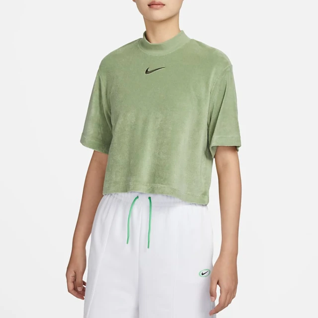 NIKE 耐吉 上衣 女款 短袖上衣 運動 短版 AS W NSW TRRY MCK BOY SS TOP 綠 DV7833-386