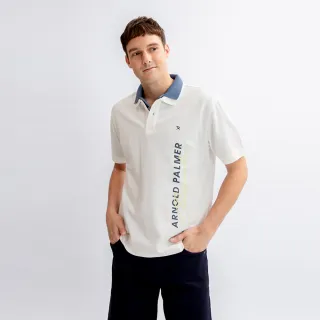 【Arnold Palmer 雨傘】男裝-品牌個性簽名刺繡POLO衫(米白色)