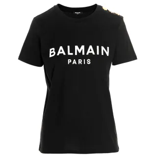 【BALMAIN】女款 品牌LOGO 短袖T恤-黑色(XS號、S號、M號)