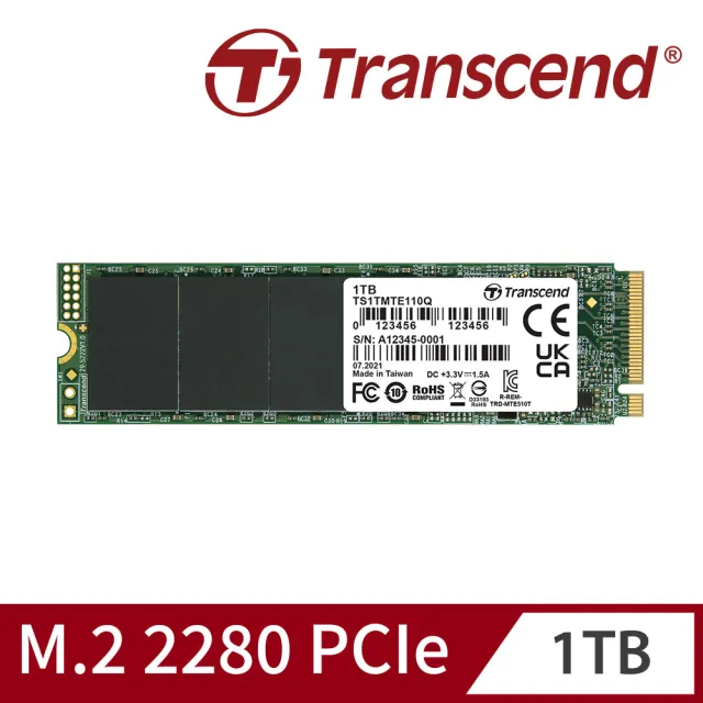 Transcend 創見】MTE110Q 1TB M.2 2280 PCIe Gen3x4 SSD固態硬碟