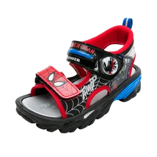 【Marvel 漫威】童鞋 蜘蛛人 電燈涼鞋/舒適 好穿脫 MIT正版 黑紅(MNKT35102)