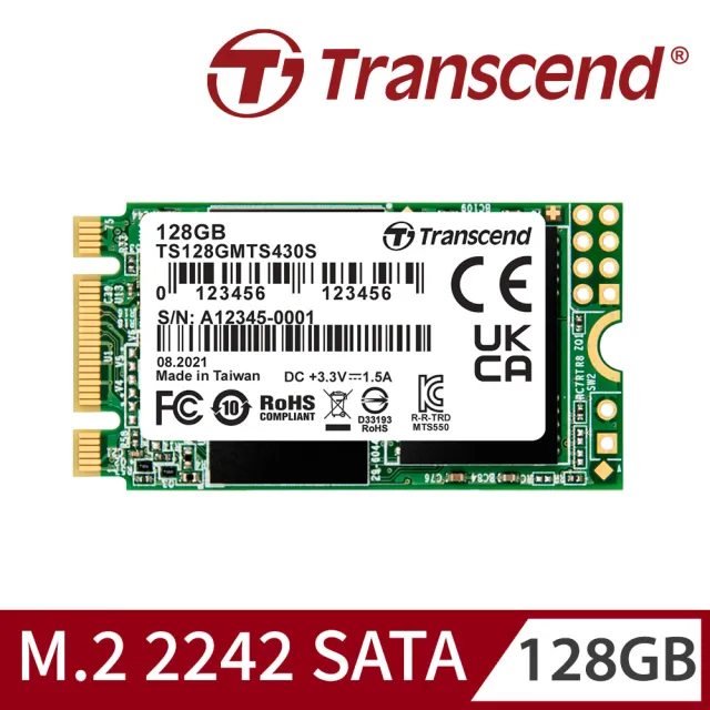 【Transcend 創見】MTS430S 128GB M.2 2242 SATA Ⅲ SSD固態硬碟(TS128GMTS430S)