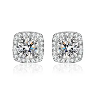 【Angely】女神閃耀方鑽耳環(針夾可選)