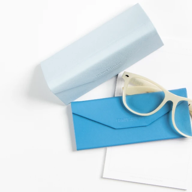 【Premium Authentic】PA．折疊收納皮革眼鏡盒-藍色系列任選-附彩盒(PA 真皮 眼鏡盒 摺疊收納 質感小物)
