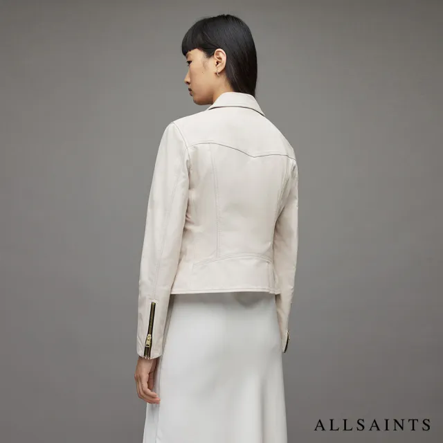 【ALLSAINTS】VELA 柔軟羊皮雙口袋騎士皮衣外套- 象牙白 WL006Q(修身版型)