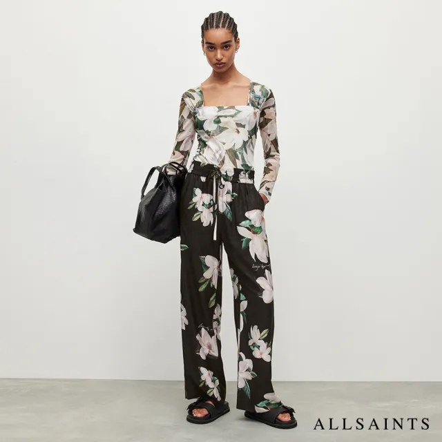 【ALLSAINTS】TYLER 真絲混紡滑順玉蘭花印花長褲 WP027Y(舒適版型)