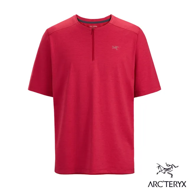 【Arcteryx 始祖鳥官方直營】男 Cormac 1/4 快乾短袖圓領衫(鶴立雜紅)